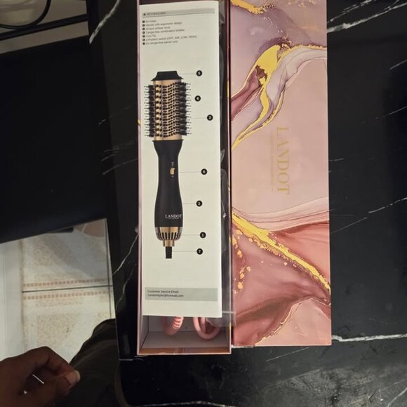 LANDOT Hair Blow Dryer Brush: One-Step Hot Air Brush with 60mm Oval Barrel - 4 i - Picture 3 of 5